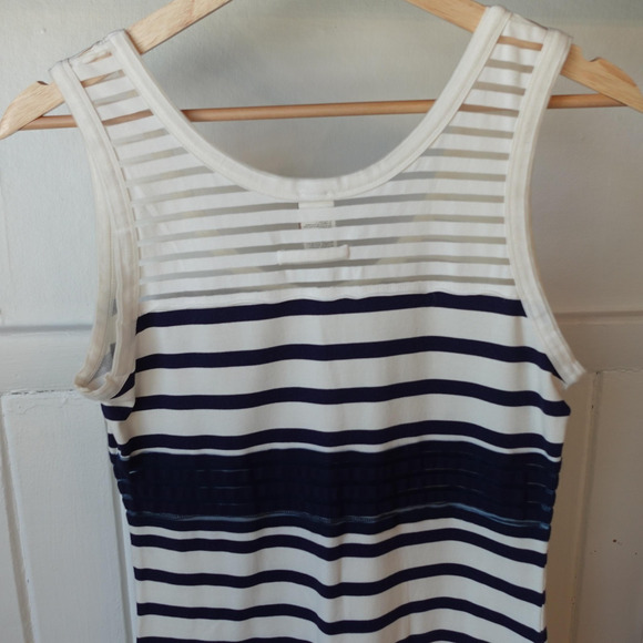 Vintage 90s Jean Paul Gaultier Soleil Dress Medium Navy White Stripe Tank Sailor - Picture 5 of 12